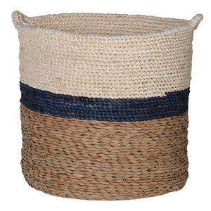 Navy Stripe Maize & Straw Basket