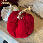 18 x 16cm Soft Velvet Red Pumpkin Cushion