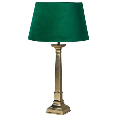 
            
                Load image into Gallery viewer, Brass Lamp with Emerald Green Velvet Shade
            
        