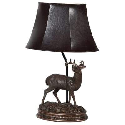 Stag Study Lamp with Faux Leather Shade