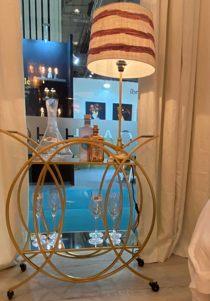 
            
                Load image into Gallery viewer, Gold Circles 2 Tier Mirrored Drinks Trolley
            
        