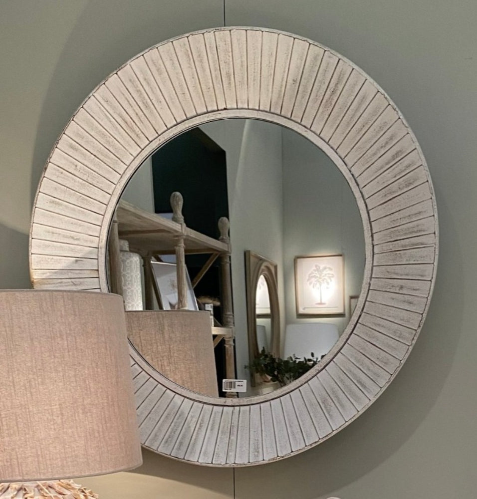 
            
                Load image into Gallery viewer, White Wash Round Mirror
            
        