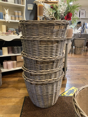Tapered Round Grey Lined Log Basket