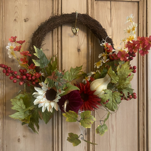 22" Autumn Mixed Butternut Squash Pumpkins Demi Wreath