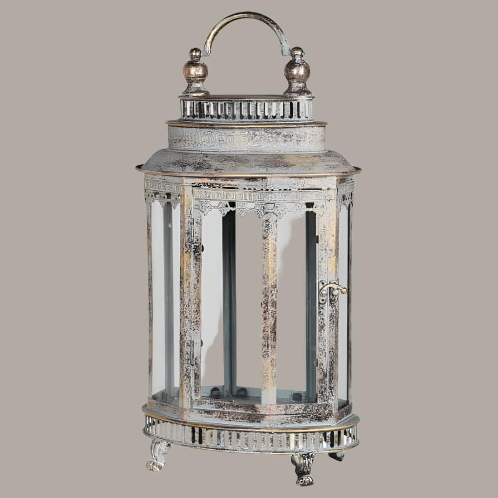 Medium Distressed Oval Metal Lantern