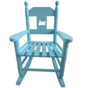 Child's rocking chair in blue painted wood