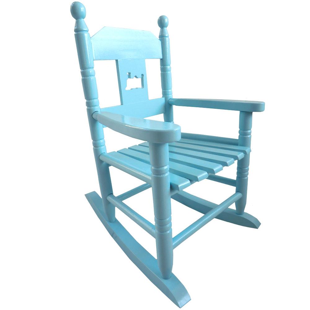 Child's rocking chair in blue painted wood