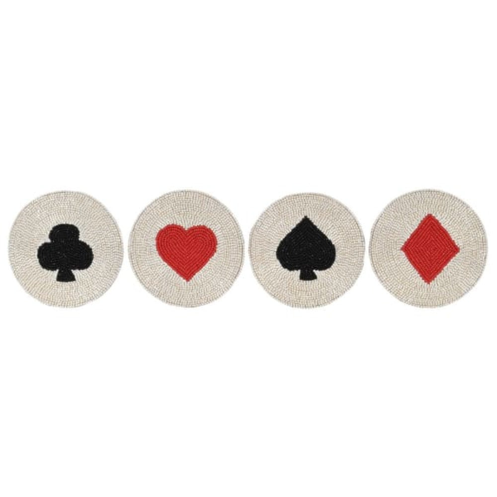 Set of 4 Beaded Card Suits Coasters
