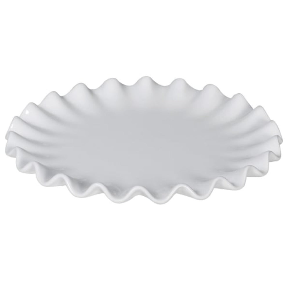 White Ruffled Cake Plate