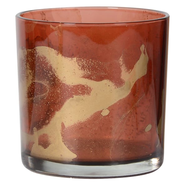 Amber & Gold Glass Candleholder.