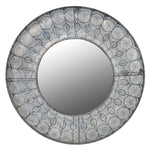 Round Blue Metal Wall Mirror