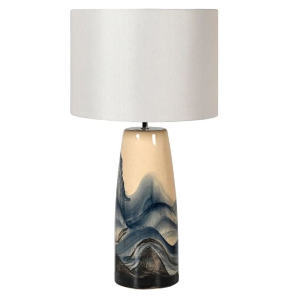 Ceramic Blue Wave Lamp and shade