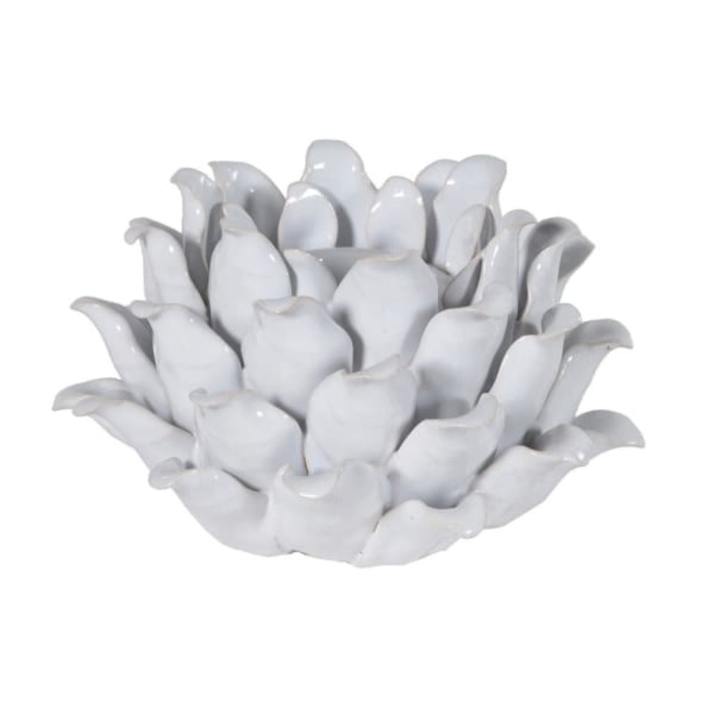 Ceramic White Flower Candle Holder